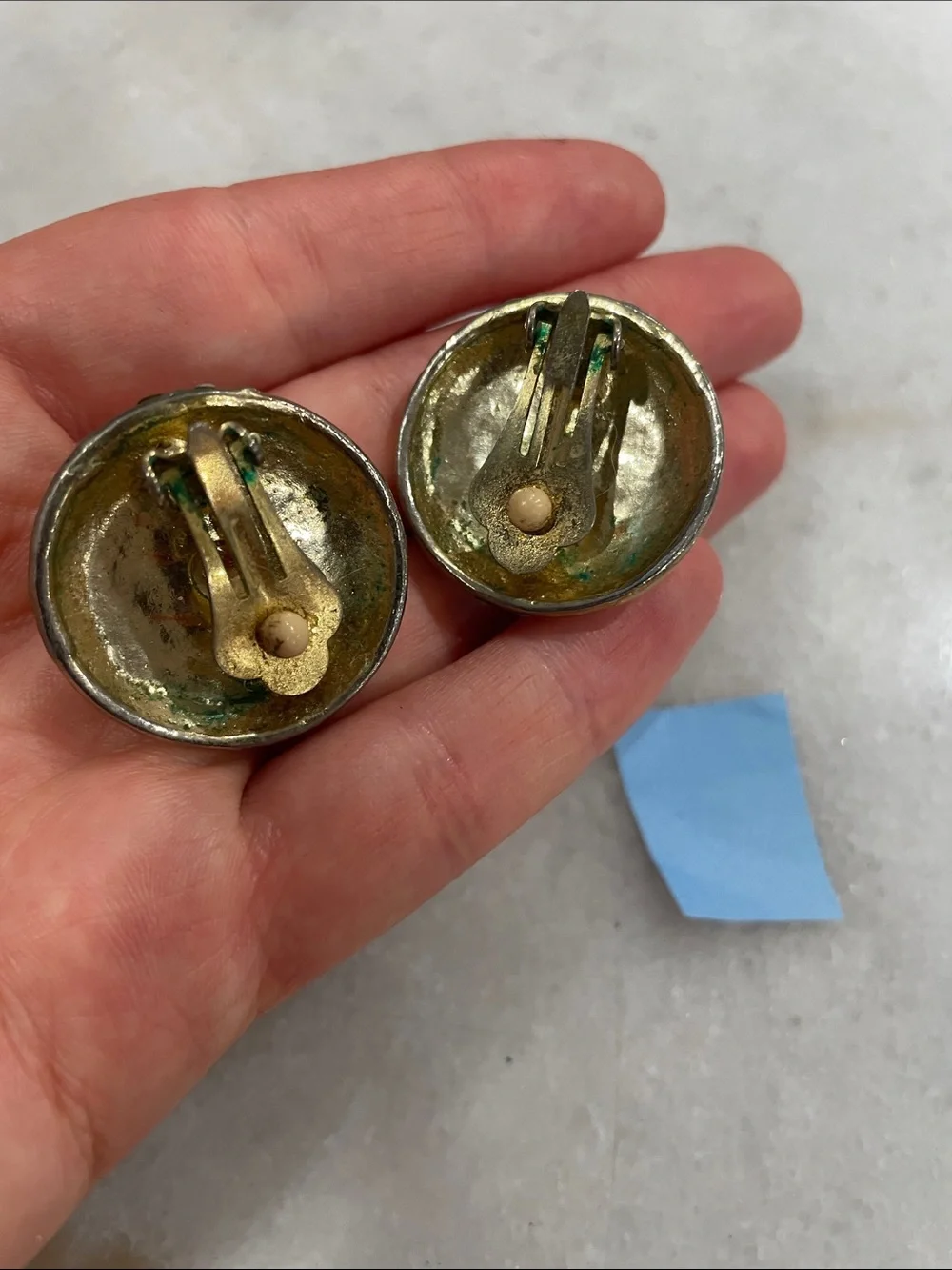 Pearl and Crystal Round Clip-On Earrings - Gold and Cream